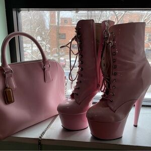 Stylish Pink Platform Ankle Boots